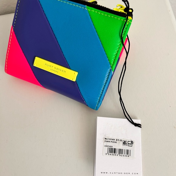 Kurt Geiger London Small  Rainbow Multi color Double zipper Wallet - Picture 9 of 13